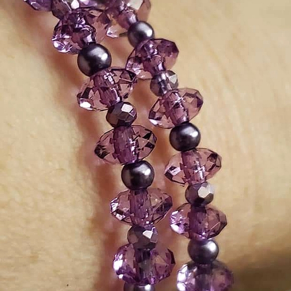 Handmade by me purple beaded double bracelet. - Picture 3 of 3